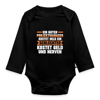 Projektmanager Beruf Projektleiter Geschenk - Baby Bio-Langarm-Body - Schwarz - Vorne