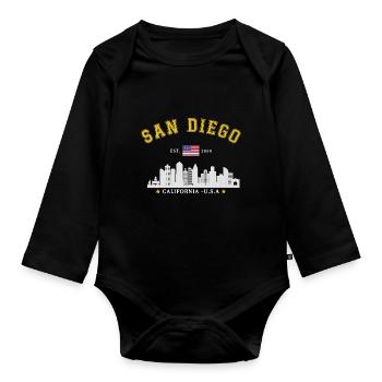 San Diego Est 1850 - Organic Longsleeve Baby Bodysuit - black - Front