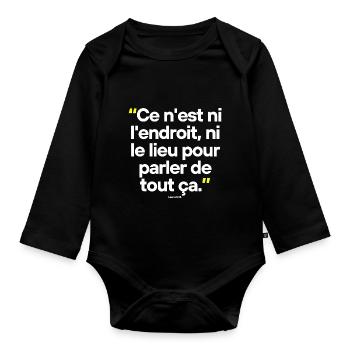 Citation célèbre footballeur coach - Body Bébé bio manches longues - noir - Devant