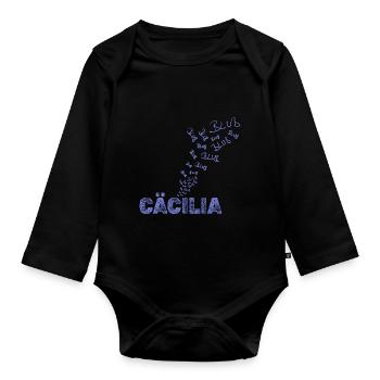 Geschenk für Cäcilia - Baby Bio-Langarm-Body - Schwarz - Vorne