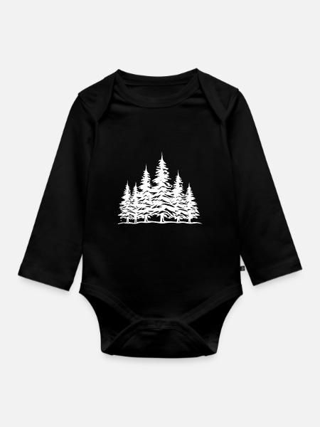 Wald Bäume - Baby Bio-Langarm-Body - Schwarz
