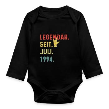 30th Birthday Man Woman Legendary Since July 1994 - Organic Longsleeve Baby Bodysuit - black - Front