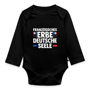 French French German France - Organic Longsleeve Baby Bodysuit - black - Front
