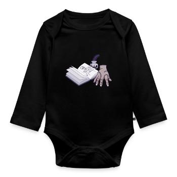 Zombie hand with open book - Organic Longsleeve Baby Bodysuit - black - Front