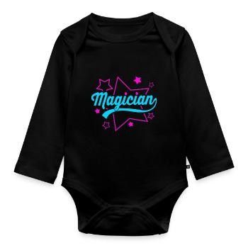 Zauberer - Baby Bio-Langarm-Body - Schwarz - Vorne