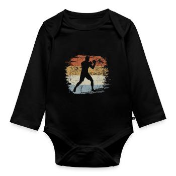Vintage, Boxe, Arts martiaux, Entraînement de boxe - Body Bébé bio manches longues - noir - Devant