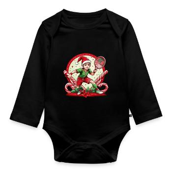 Weihnachtself-tennis - Baby Bio-Langarm-Body - Schwarz - Vorne