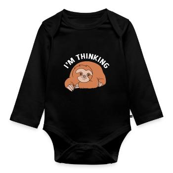 Sloth - Organic Longsleeve Baby Bodysuit - black - Front