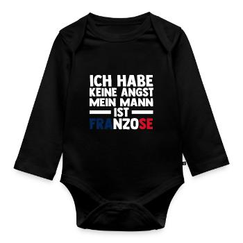 French French France - Organic Longsleeve Baby Bodysuit - black - Front