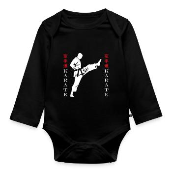 karate - Body Bébé bio manches longues - noir - Devant