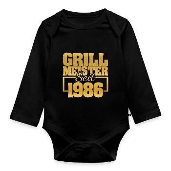 Grillinstructor 1986 - Baby Bio-Langarm-Body - Schwarz - Vorne