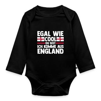 Großbritannien Engländer England - Baby Bio-Langarm-Body - Schwarz - Vorne