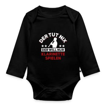 Der tut nix der will nur Klarinette spielen - Baby Bio-Langarm-Body - Schwarz - Vorne