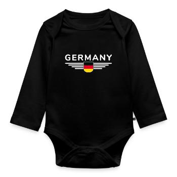 Allemagne T-Shirt Design Fierté et amour de la maison - Body Bébé bio manches longues - noir - Devant