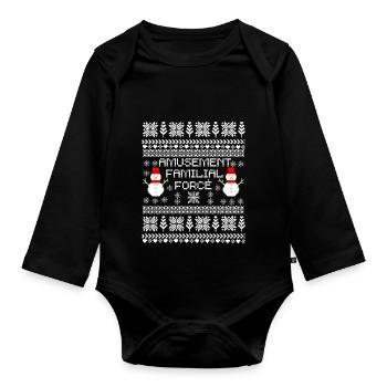 Amusement familial forcé Noël humour - Body Bébé bio manches longues - noir - Devant