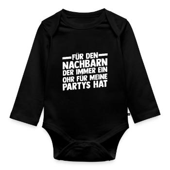 Neighborhood Best Neighbor - Organic Longsleeve Baby Bodysuit - black - Front