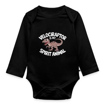 Velociraptor Is My Spirit Animal - Baby Bio-Langarm-Body - Schwarz - Vorne