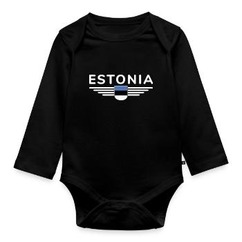 Estland T-Shirt – Für echte Fans - Baby Bio-Langarm-Body - Schwarz - Vorne