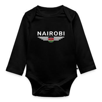 Fans de Nairobi : T-shirt pour les amoureux du Kenya - Body Bébé bio manches longues - noir - Devant