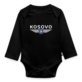 Kosovo Fan T-Shirt Design - Baby Bio-Langarm-Body - Schwarz - Vorne