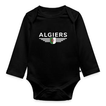 Algiers Design – Capital of Algeria - Organic Longsleeve Baby Bodysuit - black - Front