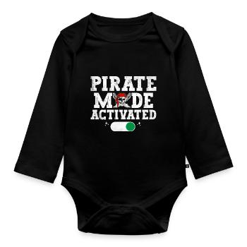 Piratenmodus Aktiviertes Piratenjugend-Design - Baby Bio-Langarm-Body - Schwarz - Vorne