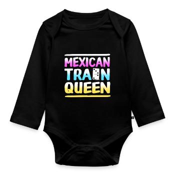 Mexican Train Domino - Baby Bio-Langarm-Body - Schwarz - Vorne
