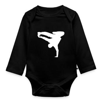 Breakdance - Baby Bio-Langarm-Body - Schwarz - Vorne