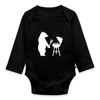 Bear Grill Grill Grilling Tongs - Organic Longsleeve Baby Bodysuit - black - Front