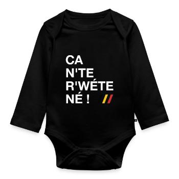 Ca n'te r'wéte né ! - Ca ne te regarde pas ! - Body Bébé bio manches longues - noir - Devant
