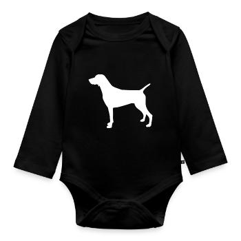 German Shorthair silhouette - Organic Longsleeve Baby Bodysuit - black - Front