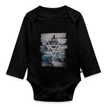 Berge mit Doppel Dreieck - Baby Bio-Langarm-Body - Schwarz - Vorne