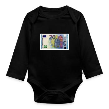 20 Euros - Organic Longsleeve Baby Bodysuit - black - Front