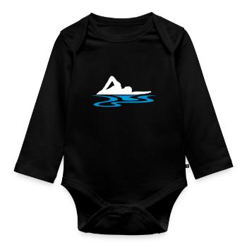 Natation, nageurs et eau - Body Bébé bio manches longues - noir - Devant