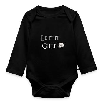 Le ptit gilles - Body Bébé bio manches longues - noir - Devant