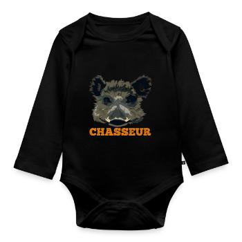 THE HUNTER - Organic Longsleeve Baby Bodysuit - black - Front
