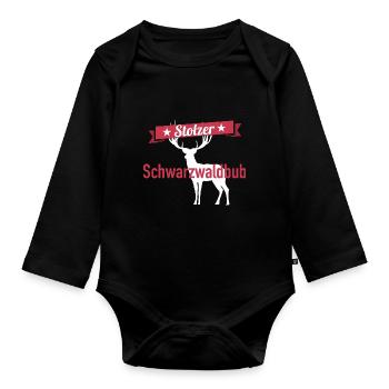 Stolzer Schwarzwaldbub Schwarzwald Design - Baby Bio-Langarm-Body - Schwarz - Vorne