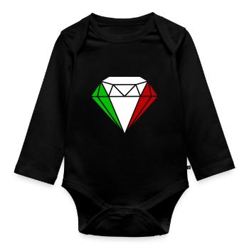 Italy flag Diamant Italia holiday tricolor Rome - Organic Longsleeve Baby Bodysuit - black - Front