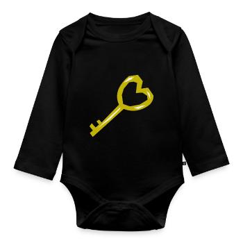 Cool Key Gold Medieval Treasure Chest Pirate - Organic Longsleeve Baby Bodysuit - black - Front