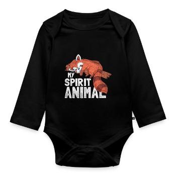 Spiriuelles Tier Roter Panda - Baby Bio-Langarm-Body - Schwarz - Vorne