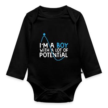 Kind Junge Jungs Geschenk - Baby Bio-Langarm-Body - Schwarz - Vorne