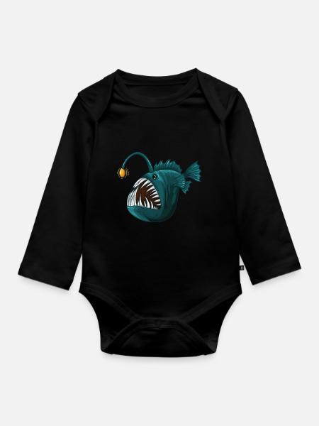 Anglerfisch Tiefsee - Baby Bio-Langarm-Body - Schwarz