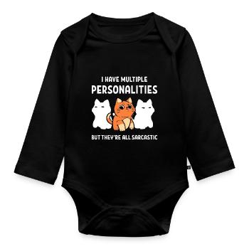 several personalities Sarcastic and Moody Ges - Organic Longsleeve Baby Bodysuit - black - Front