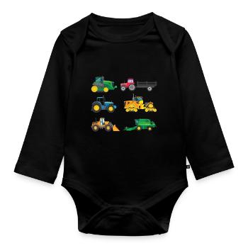 Tracteurs tracteurs agriculteurs agriculteurs enfants cadeau - Body Bébé bio manches longues - noir - Devant