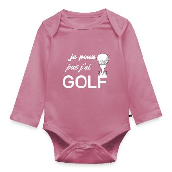Je peux pas j'ai golf - Body Bébé bio manches longues - mauve - Devant