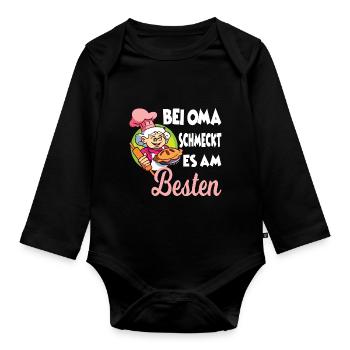 Bei Oma schmeckts einfach am besten - Baby Bio-Langarm-Body - Schwarz - Vorne