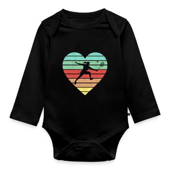Badminton Vintage Heart Badminton Retro Women - Baby Bio-Langarm-Body - Schwarz - Vorne