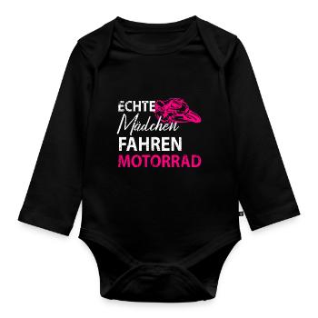 Motorrad Bikerin Motorradfahrerin Damen - Baby Bio-Langarm-Body - Schwarz - Vorne