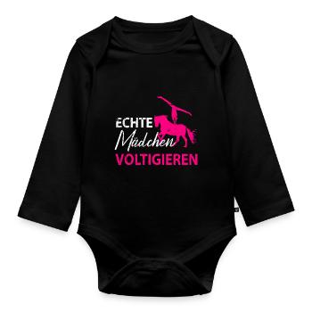 Pferde Pferd Voltigierer Voltigieren Volti Damen - Baby Bio-Langarm-Body - Schwarz - Vorne