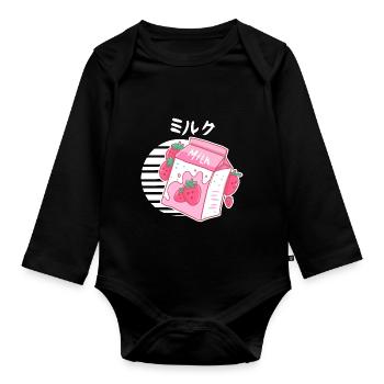 Esthétique Rose Pastel Coréen - Body Bébé bio manches longues - noir - Devant